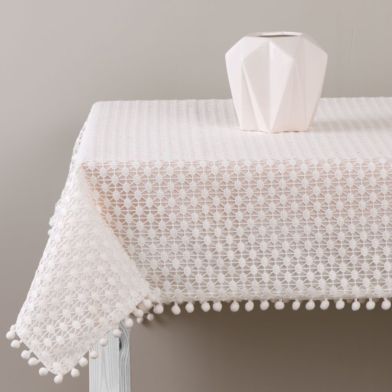 Fata de masa Lovely dot, Ambition, 160x280 cm, poliester, alb - imagine 4
